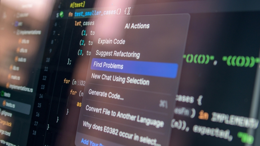 AI consultants reviewing a data strategy on a screen