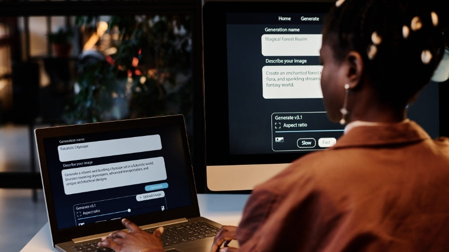 Person using a chatbot on a laptop, a focus of AI chatbot development
